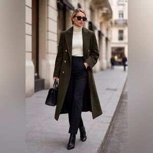 Istante by Versace Elegant Double-Breasted Coat in Dark Green – Size 46